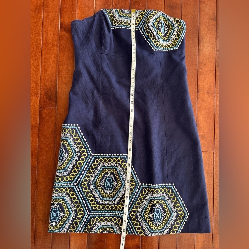 Lilly Pulitzer Honeycomb Home Pique Strapless Embroidered Bowen Dress Size 2 - Picture 4 of 12